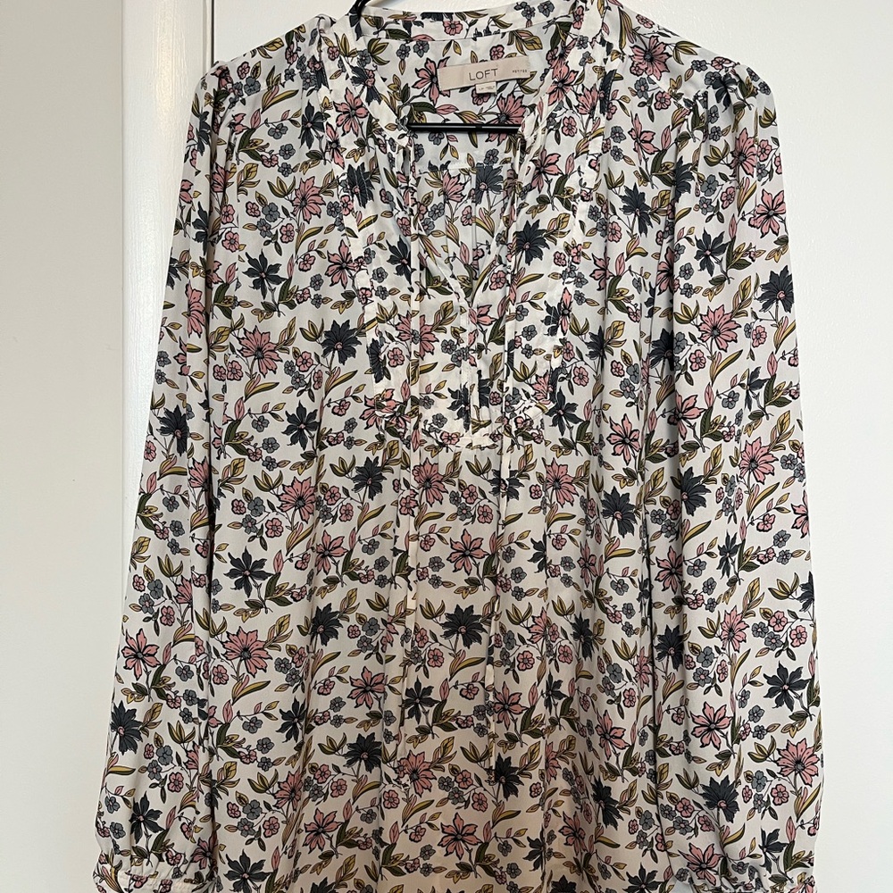 LOFT Floral Henley Blouse